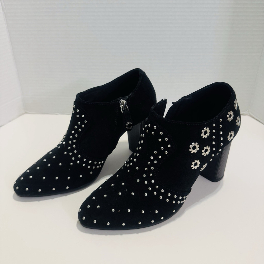 Geox Peython Suede Studded Leather Ankle Boots Size:36.5 (US:6) Block Heel EUC